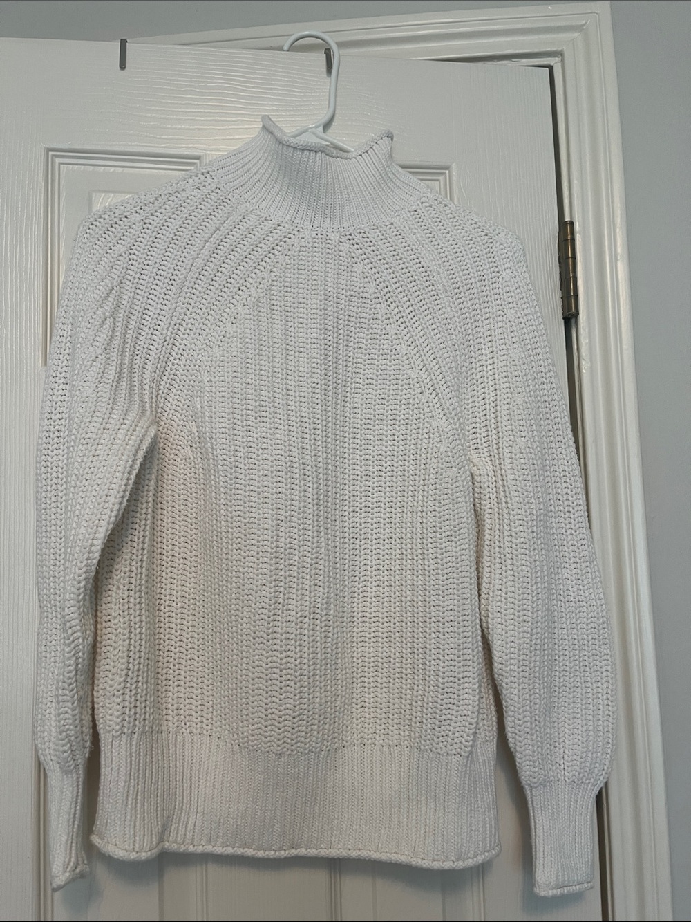 J. Crew White Mock Neck Textured Knit Sweater